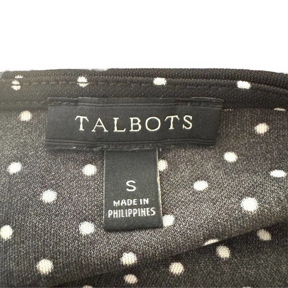 Talbots Black & White 3/4 Sleeves Keyhole Neck Polka Dot A-Line Dress Size S - Picture 8 of 9